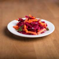 Beet Salad · Sliced carrots, beets and dill served with herbs, oil and vinegar.