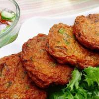 Fish Cakes · 5 pieces of deep fried fish patties (Grey featherback fish, Chopped green beans, Lime leaves...