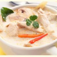 Tom Kha Coconut Milk Soup · Lemongrass hot and and sour soup with coconut milk mixed with mushrooms, green onion, brocco...