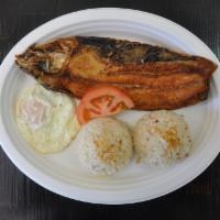 Milkfish (Bangus) · Crispy marinated milkfish. Served with egg and choice of garlic or white rice.