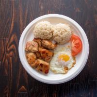 Chicken Breast Adobo · Pan sautéed chicken breast adobo with garlic or white rice.