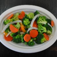 Mixed Vegetables (Garden Saute) · Pan sauteed fresh broccoli, carrots, onions and bell peppers