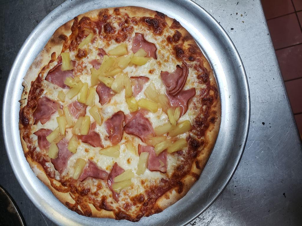 The Hawaiian Pizza · Mozzarella cheese, Canadian bacon and pineapple.