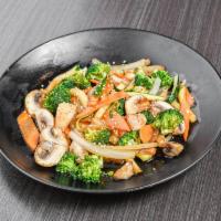 S/O Vegetables · Mushroom, broccoli, zucchini, onions, sliced carrots.
