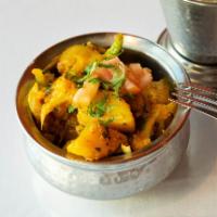 Aloo Gobi · Fresh cauliflower and potatoes cooked with herbs and spices. Vegan.