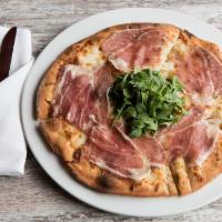 Prosciutto Pizza · Mozzarella cheese, Prosciutto Crudo di Parma, arugula and extra virgin olive oil. Individual...