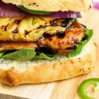 Firey Hawaiian Chicken · Spicy level 1. Teriyaki sauce, mayo, marinated and grilled pineapple slices, tomato, lettuce...