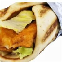 2 Piece Fish on Pita · All-white swai fillet battered in Shah's famous recipe and placed on a fresh eight-inch pita...
