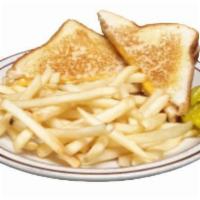 Grilled Cheese Combo · Hot sandwich filled with cheese that has been pan cooked or grilled. 