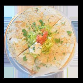 Pizza Quesadilla · Choice of 2 Meats Served with beans, cheese, and pico de gallo on the inside with sour cream, lettuce