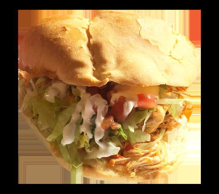 Steak Torta · Served with beans, sour cream, lettuce, pico de gallo, and cheese.