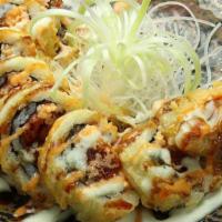 Spicy lover-(Deep fried roll) · spicy tuna , spicy crabmeat, jalapeno, cream cheese, avocado with eel sauce &spicy mayo