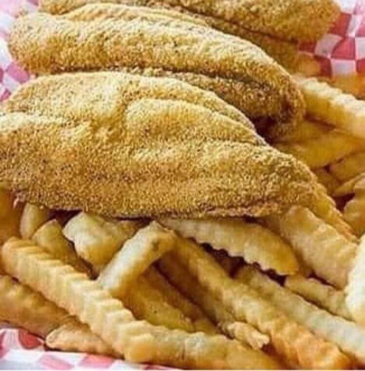 Fish Sandwich · Served with fries.