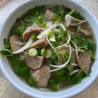 P4. Pho Bo Vien · Beef meatballs in a rich beef broth with rice noodles. Add add-ons for an additional charge.