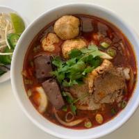 S1. Spicy Beef Noodle Specialty · Bun bo hue. Beef shank, pork meatballs, and pork blood in a rich spicy lemongrass beef broth...