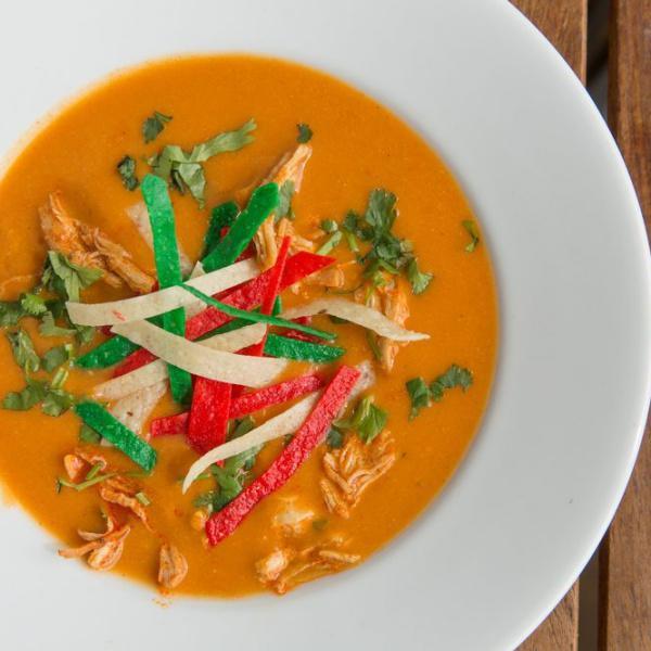 Tortilla Soup · Fresh tender chicken breast, in our house made tortilla soup garnished with fresh cilantro and crispy tortilla strips.