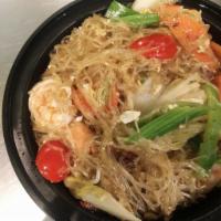 Pad Woonsen · Vermicelli noodles, egg, scallion, bean sprout, bell pepper, napa cabbage and mushroom. Your...