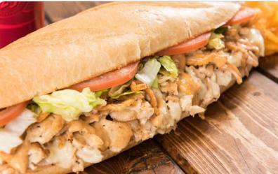 Chicken Chipotle Crunch Sub · A cheese steak with a crunch and kick! Our Chicken Chipotle Crunch is made with premium chicken grilled with American cheese and topped with lettuce, tomato, crispy cheddar onions and chipotle ranch dressing. 