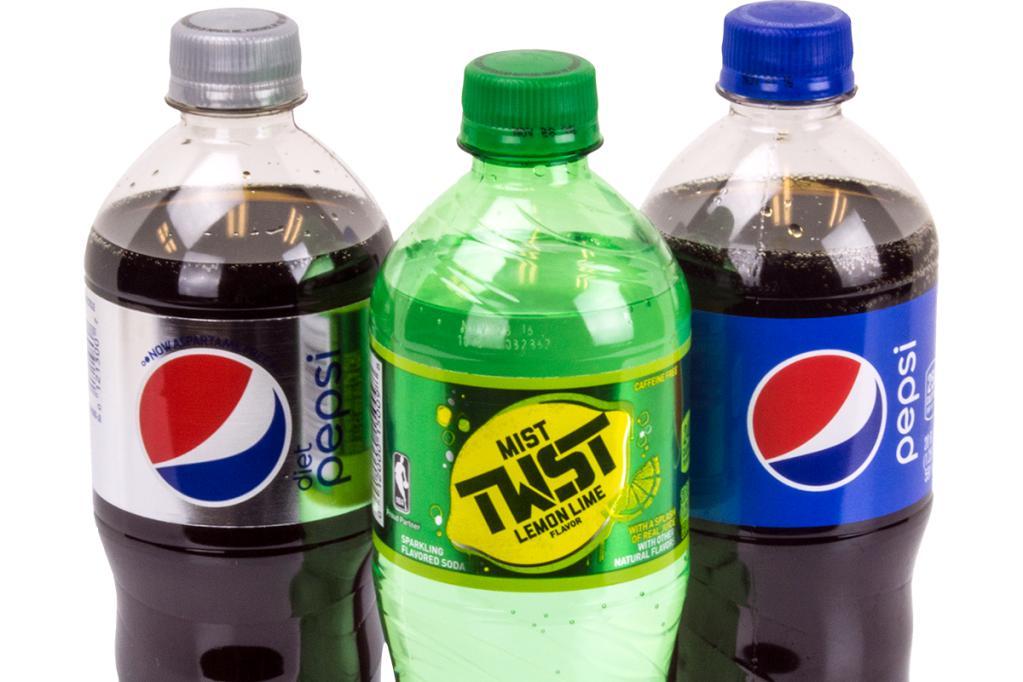 20 oz. Soda Bottles · Your choice of a 20oz bottle of Pepsi, Diet Pepsi, Sierra Mist, Mountain Dew, Gatorade, or Iced Tea.