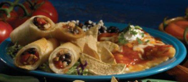 Chicken Taquitos · Three jumbo taquitos stuffed with chicken and black beans. Served with guacamole and sour cream. 