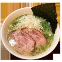 Kogashi Ramen · Pork Broth, Sliced Pork (2picks), Scallion, bean sprout, leek, nori, pork oil (not removable...