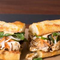 5. Bold Banh Mi Chicken · Jalapeno, pickled carrot, cucumber, daikon, chili garlic mayo and cilantro on a French bague...