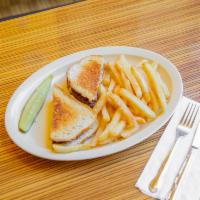 Patty Melt · Hamburger patty, onion, and cheese on grilled rye bread.