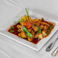 M3. Sesame Chicken  · Deep fried crispy chicken with sesame and vegetables stir fried with chef’s special sauce. H...
