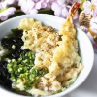 Shrimp Tempura Udon  · Wheat noodle soup with shrimp tempura