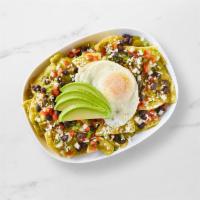 Chilaquiles · Tortilla chips, salsa verde, black beans, pico de gallo, egg over medium,  avocado slices an...