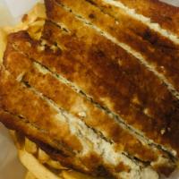 Chicken Cream Chop Dinner · Sliced chicken breast batter-dipped, bread and fried then cut into sticks. Comes with our ho...