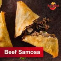 2 Pieces Beef Samosa  · Fried triangular shaped pastry with savory filling of spiced ground beef.