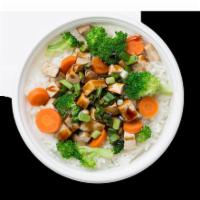 Organic Tofu Regular Bowl · Flame Broiler sauce-basted Tofu served together over steamed Rice and/or Veggies