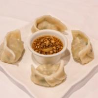 5. Pot Stickers · 4 pieces. Yummy dumplings filled with tofu, soy ham, cabbage, jicama and ginger.