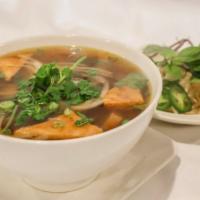 N15. Pho · A popular Vietnamese rice noodle soup with organic tofu, soy protein, served with bean sprou...