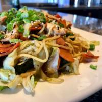 Chicken Yakisoba · Stir-fried egg noodles with vegetables and chicken.