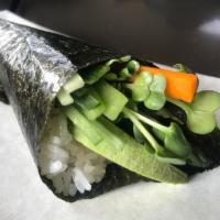 Veggie Hand Roll · Cucumber, sprouts, gobo, avo