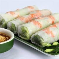 Tofu Salad Rolls-With Peanut Sauce · Fresh rolls with tofu, lettuce, bean sprouts, mint.