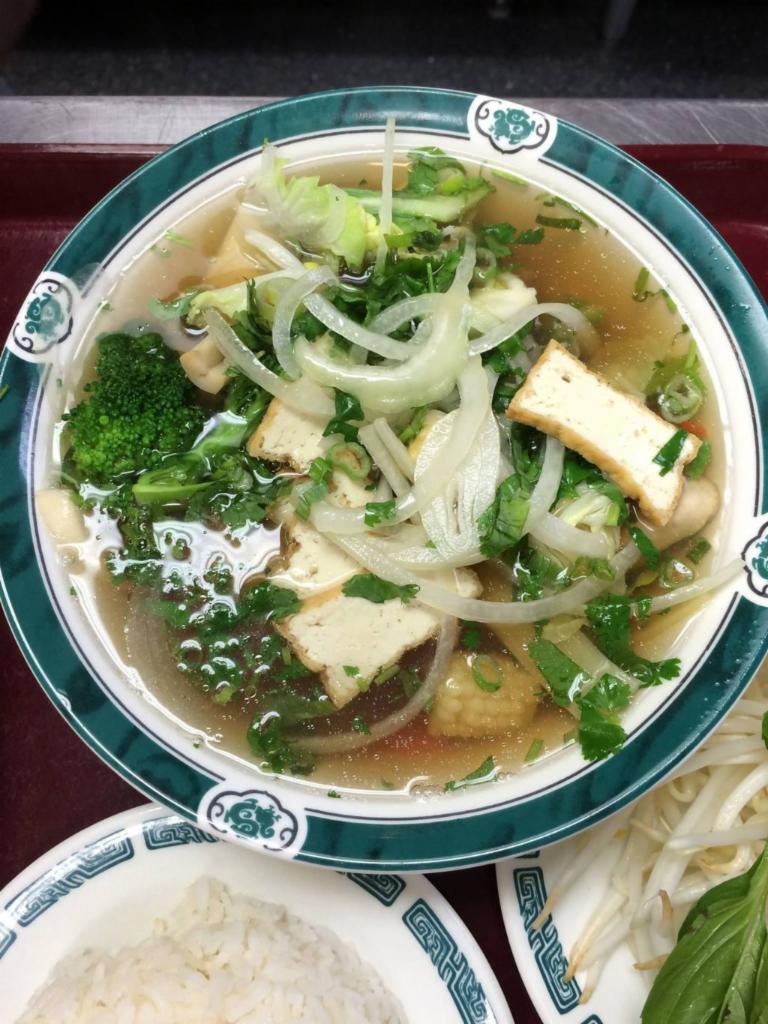 6. Tofu, Mushroom & Vegetable Noodle Soup · Beef noodles soups served with fresh bean sprouts, sweet basil, jalapenos, and a wedge of lime.