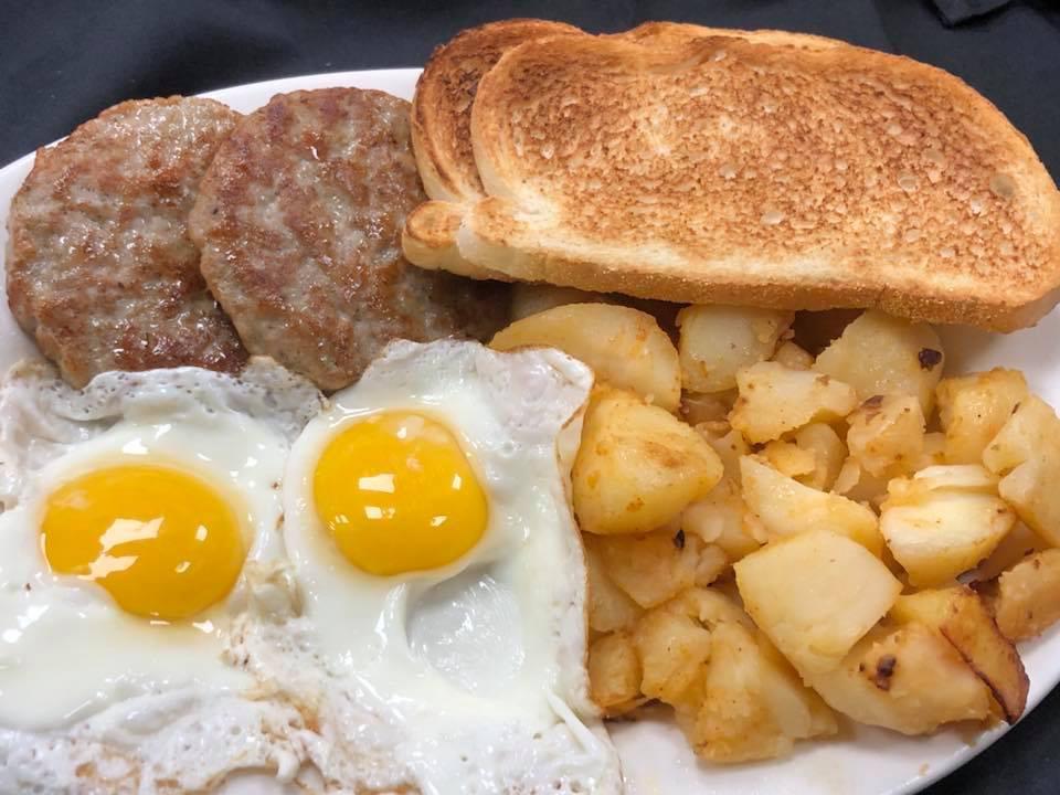 #3. Two Eggs, Sausage, Home Fries, and Toast · Sausage Patties or Sausage Links, Two Eggs Cooked Your Way, Your choice of Buttered Toast, Your Choice of a Side.