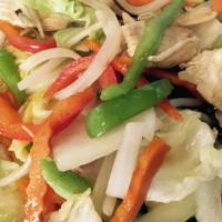 50. Mixed Vegetables · Broccoli, zucchini, napa cabbage, bean sprouts, carrots, cabbages, garlic and mushrooms. Ser...