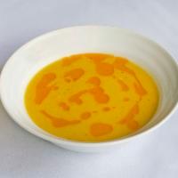 Red Lentil Soup Dinner · Red lentils, onions, carrot and potato. Gluten free. Vegetarian. Dairy Free.