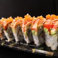 8 Pieces Makana Roll · Tempura shrimp topped with avocado, spicy crab meat with masago.