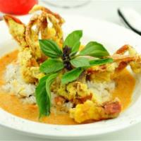 Soft Shell Crabs · Fried soft shell crabs, steamed mixed vegetable in Panang curry sauce.