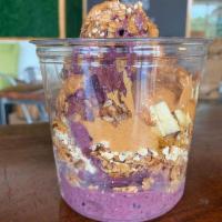 The Pro Bowl · Acai, bananas, and blueberries are blended with almond milk, peanut butter, and pea protein....