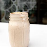 Banana Butter High Protein Smoothie · Bananas, coconut milk, almond butter, peanut butter, cinnamon, hemp and Flax seeds + dates.
