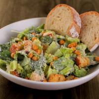 Kale-Romaine Caesar Salad · organic baby kale, romaine, roasted chickpeas, parmesan, croutons & all-natural caesar dress...