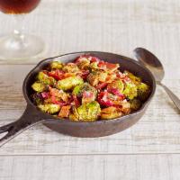 Balsamic Brussels Sprouts · Crispy brussels sprouts, Applewood bacon, sweet pickled onions tossed in balsamic glaze & fi...