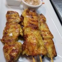 4. Chicken Satay · Marinated in spices, herbs, coconut milk, skewed and grilled then served with fresh cucumber...