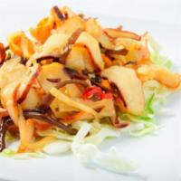 Squid Salad鱿鱼沙拉 · Diced Squid, seasoned and topped with sesame seeds